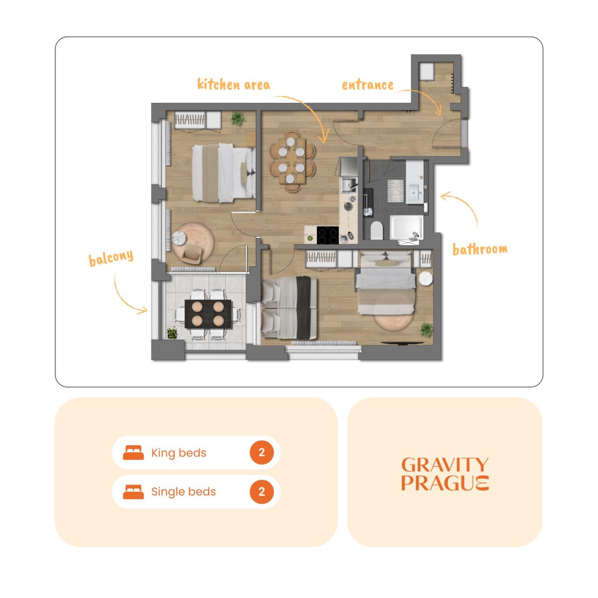 דירות Bright 2Br - 5Th Floor, Balcony, Free Parking By Gravity פראג מראה חיצוני תמונה